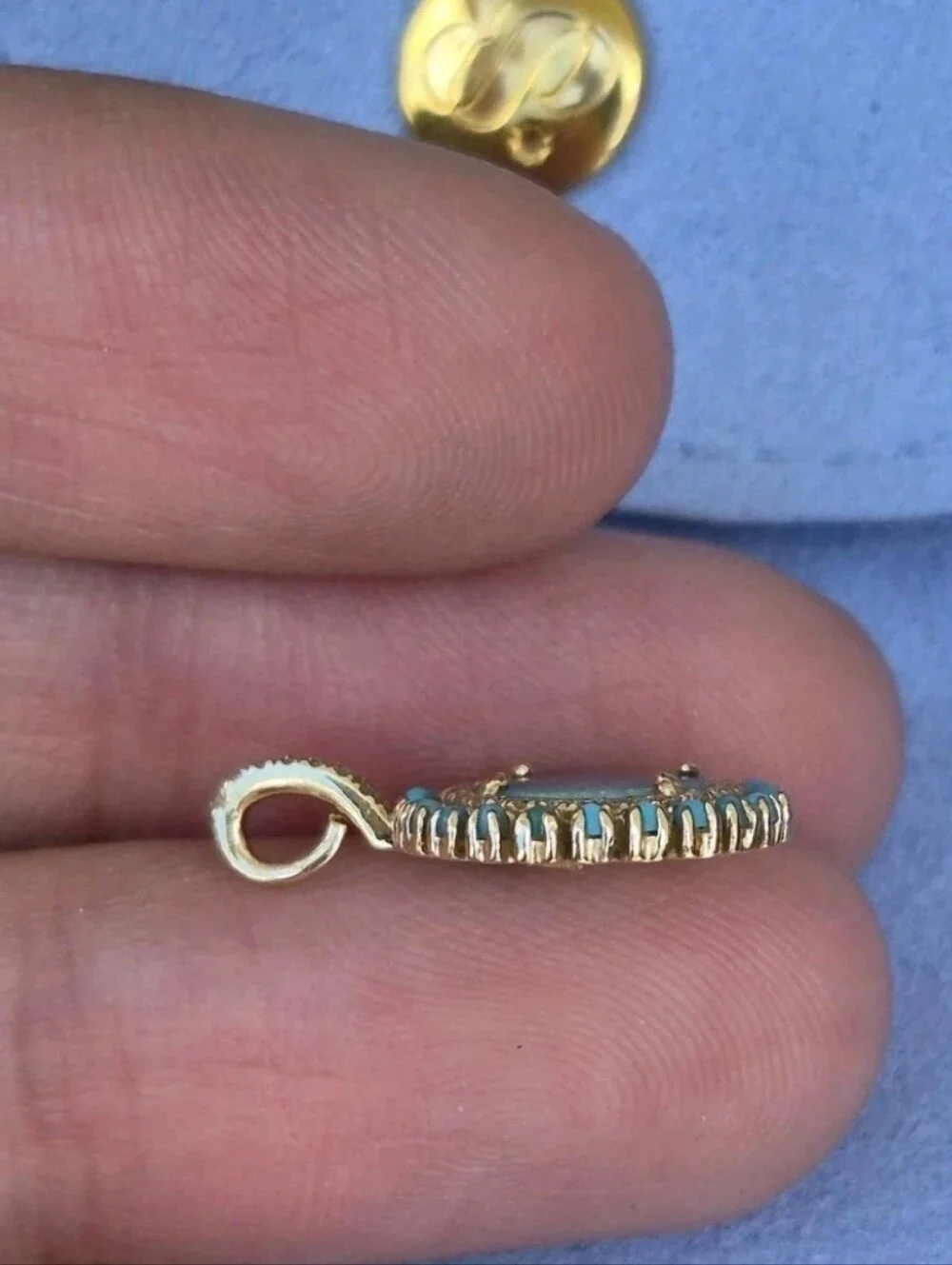 14kt Gold Opal Diamond & Turquoise Pendant